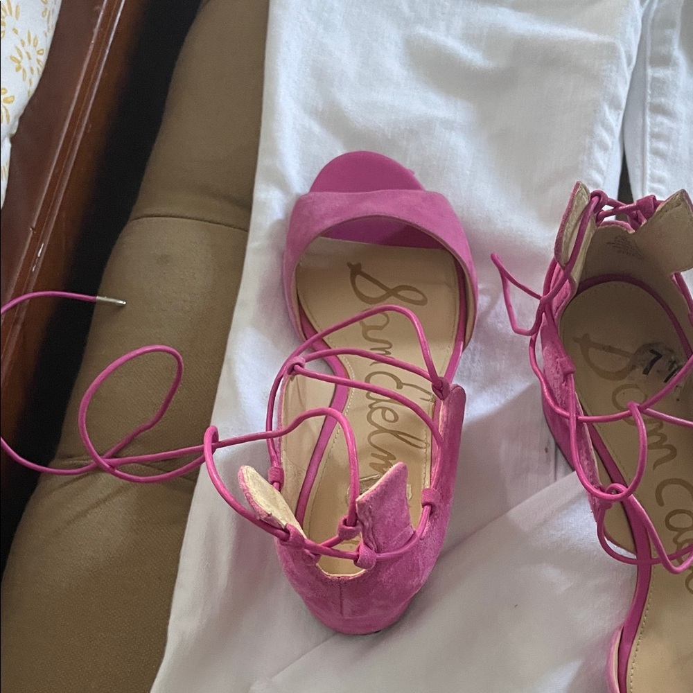 Sam Edelman Fuchsia Lace-Up Heels
